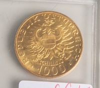 1 Goldmünze 1000 Schilling (Österreich, 1976), Fein, Babenberger Jahr, Dm. ca. 2,5 cm,Gewicht ca.