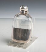 Flachmann aus Sterling Silber u. Glas (Feingehalt 925, Drew u. Sons, Piccadilly CircusLondon, wohl