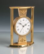 Tischuhr "Bucherer" (Swiss made, ca. 1960er Jahre), weißes Zifferblatt m. röm. Minuteriein