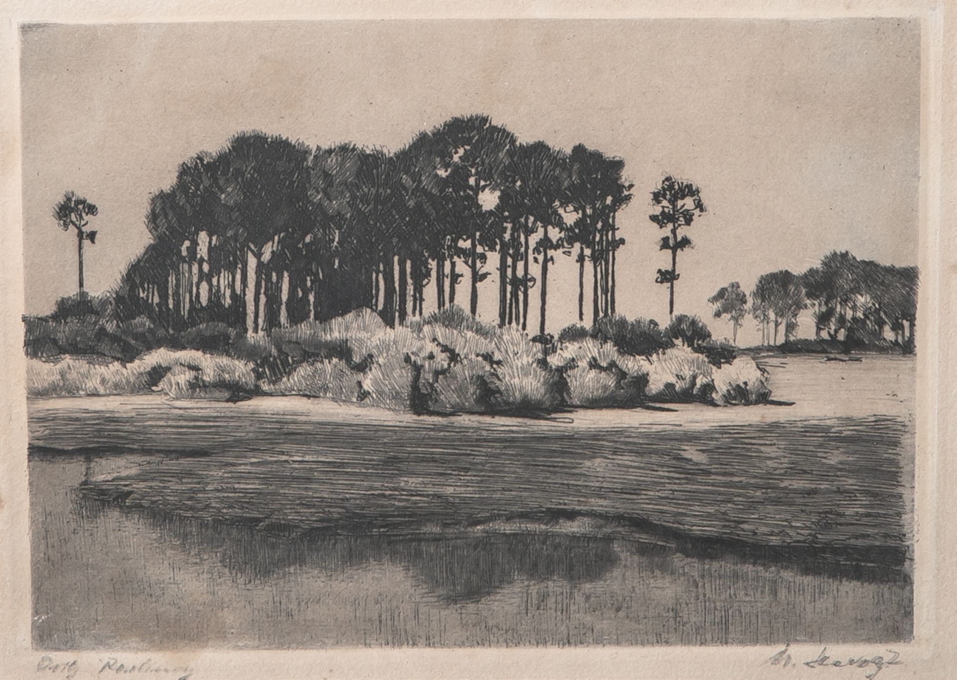Leistikow, Walter (1865-1908), "Märkische Landschaft", Radierung, re. u. handsign. "M. Slevogt", li.