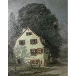 Jung, Otto (1867 - 1966), "Das Haus am Weg", Öl/Lw, mittig u. sign., dat. u. ortsbez."Stuttgart