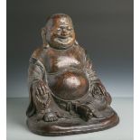 Buddhafigur (China, 19. Jahrhundert), Bronze, Hohlguss, teils farbig gefasst, H. ca. 29cm, B. ca. 26