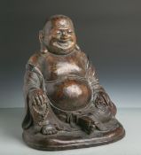 Buddhafigur (China, 19. Jahrhundert), Bronze, Hohlguss, teils farbig gefasst, H. ca. 29cm, B. ca. 26