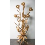 Steh- bzw. Bodenlampe "Blume 1771 H" (Italien, 1970er Jahre), goldfarbenes Metall, Entw.:Hans