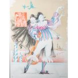 Venezianische Tänzer (20. Jahrhundert), Farblithographie, re. u. sign. (wohl Doladon), li.u. numm.