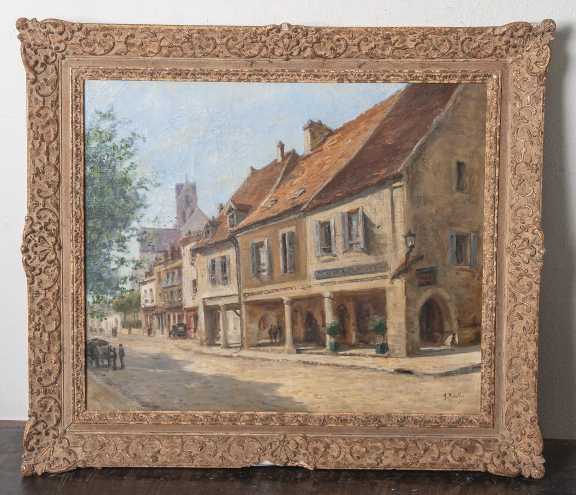 Bailly, Alexandre (1866-1949), Straßenzug wohl im Elsass, Öl/Lw, re. u. sign., ca. 45 x 54cm.