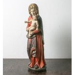 Holzschnitzarbeit "Maria mit dem Jesusknaben" (wohl 18./19.Jahrhundert), polychromgefasst, rs.