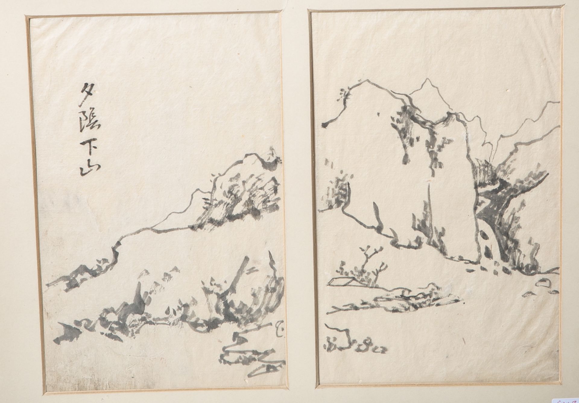 Unbekannter Künstler, Tuschezeichnung auf Seidenpapier (Japan), li. signiert, Doppelblatt,ca. 26 x