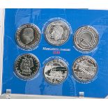 Gedenkmünzenset 10 Euro (BRD, 2010), Sterlingsilber, 6 Stück, PP, Dm. ca. 32,5 mm, Gewichtca. 18 g.-