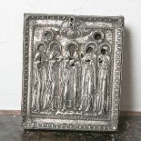 7-Heiligen-Ikone (nicht identifiziert), russische Ikone (2. Hälfte 18. Jahrhundert/um1800,