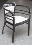 Armlehnstuhl von Thonet (Art Déco), Zarge mit Brandstempel ("THONET 9"), ebonisiert,