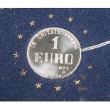 1 Euro Münze, In Unitate Robur, Silber 800/1000, Italia / Bologna 1965, MünzprägestätteMFE B, Dm.