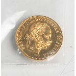1 Ducat (Österreich), 986/000 Gold, Franz Joseph I. (1915), Dm. ca. 1,9 cm, Gewicht ca.3,49 g.- - -