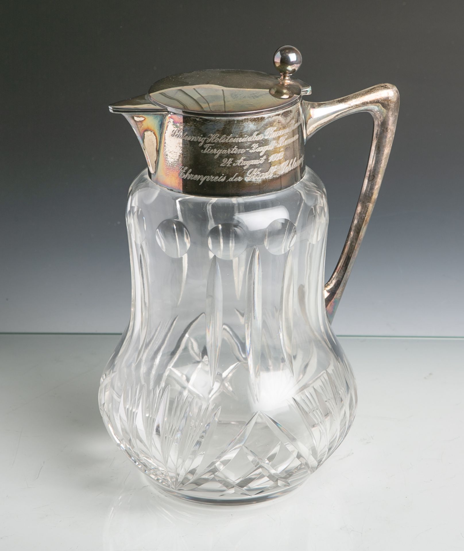 Schenkkanne sog. "Kalte Ente" (20. Jahrhundert), klares Glas m. versch.