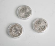 Konvolut von 3 x 5-DM-Gedenkmünzen (BRD), Silber 625/1000, bestehend aus: 1x "GottfriedWilhelm