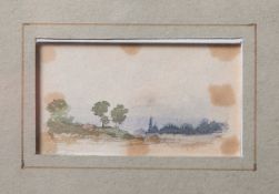 Reiffenstein, Karl Theodor (1820-1893), Landschaft m. Ortsansicht, Aquarell, li. u. sign.,rs.