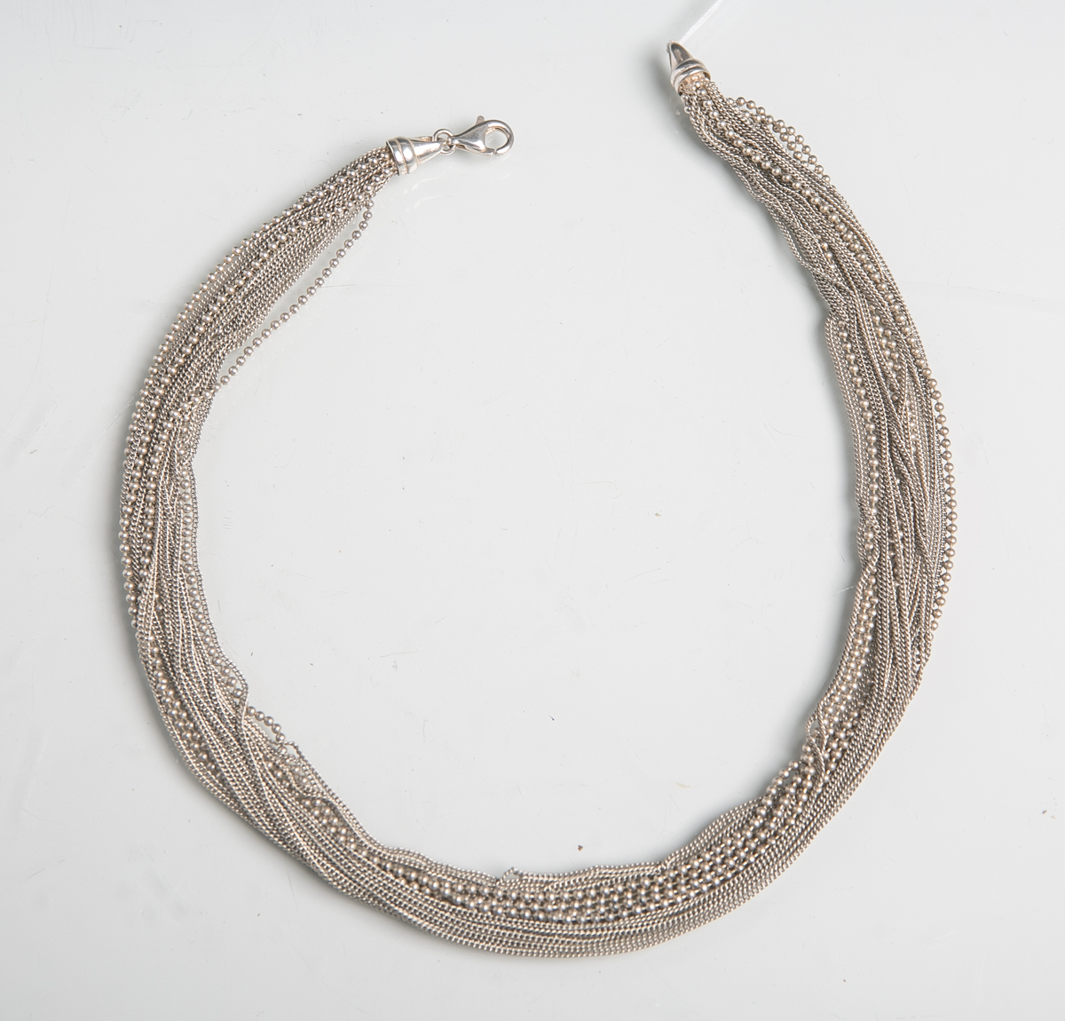 Collier aus 925/Sterling Silber, mehrreihig, bestehend aus Kugelketten und Ankerketten, L.ca. 39 cm,