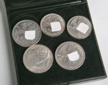 Konvolut von 5 Gedenkmünzen aus Silber, Drittes Reich, bestehend aus: 3x 5-RM-Münzen(900er Silber)