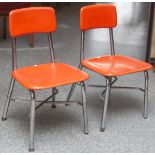Schulstühle für Kinder "Hey Woodite" (Heywood Wakefield, 1960er Jahre), orangefarbenerKunststoff,