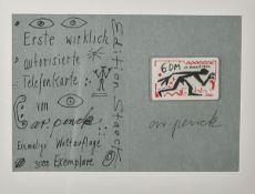 Penck, A. R. (1939 - 2017), "Telefonkarte", 1990, multiple, re. mittig sign., Blattgrößeca. 20 x