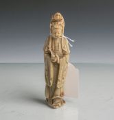 Weibliche Heiligenfigur "Guanyin" aus Jade (wohl Ostasien/China, Alter unbekannt), H. ca.12,5 cm.