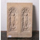 Antike Wand-Ofenkachel (wohl um 1910/20), m. reliefartigerPutten-/Kinderdarstellung in