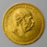 10 Coronae "Franz Joseph I." (Österreich, 1912), 900 Gold, Dm ca. 1,9 cm, Feingewicht ca.3,38