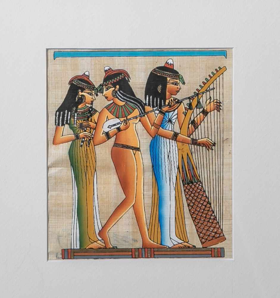 Unbekannter Künstler (neuzeitlich), Malerei nach einem antiken ägyptischen Motiv aufPapyrus,