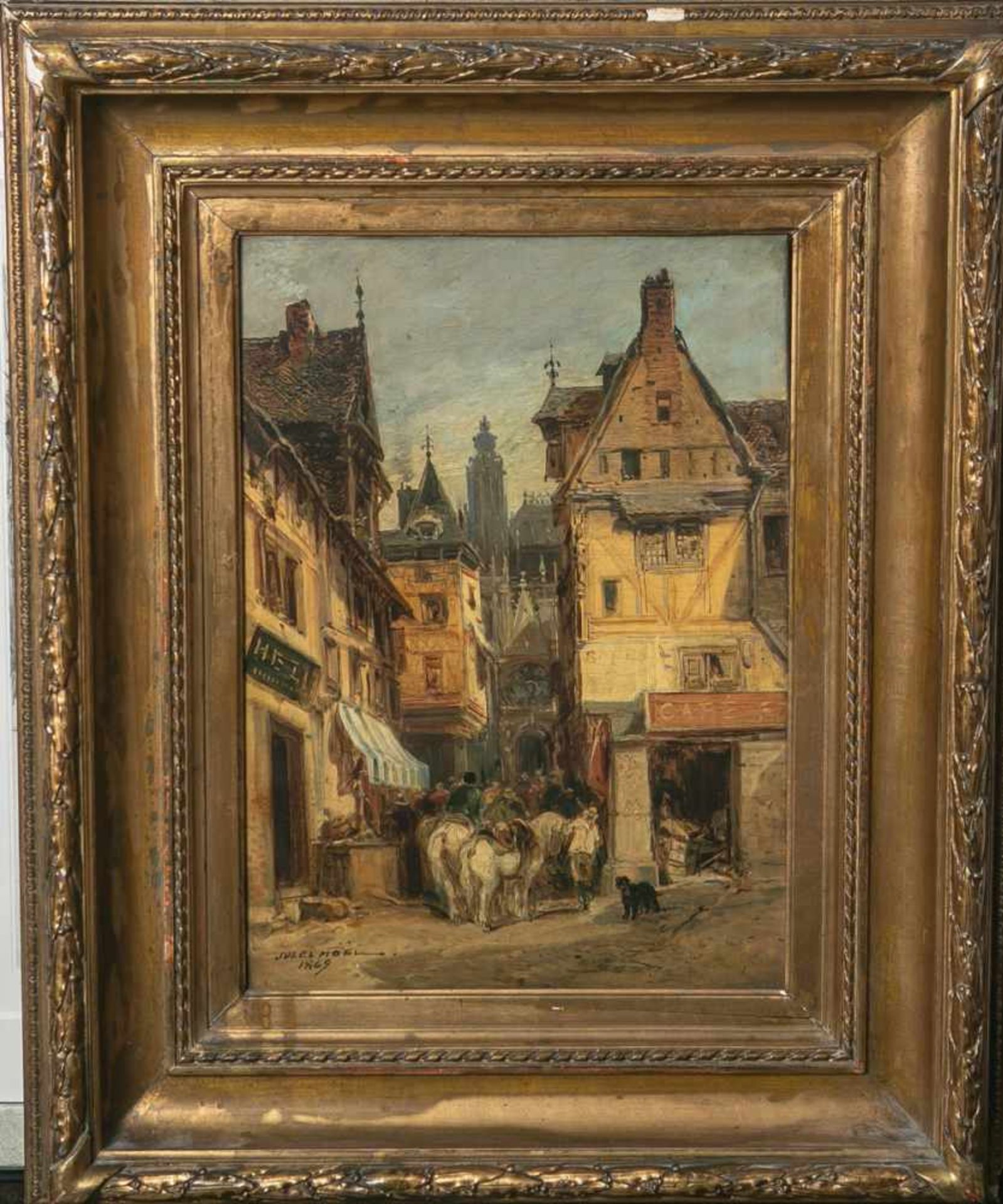 Noel, Jules Achille (1810-1881), Stadtansicht (wohl Paris), Öl auf Leinwand, unten linkssigniert
