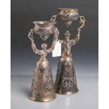 2 Hochzeitsbecher, 800 Silber innen sowie außen vergoldet (Halbmond u. Krone), bestehendaus: 1x Frau