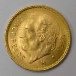 5 Pesos "Miguel Hidalgo" (Mexiko, 1955), 900 Gold, Dm ca. 1,8 cm, Feingewicht ca. 3,75 g.- - -21.