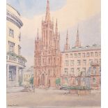 Presber, Adolf (1896 - 1977), Blick auf Marktkirche in Wiesbaden, Aquarell/Papier, li. u.sign.,