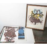 Araujo, Emanoel (*1940), "Bahia", Mappe m. 6 Grafiken sowie 1 hinter Glas gerahmtenGrafik, Edition
