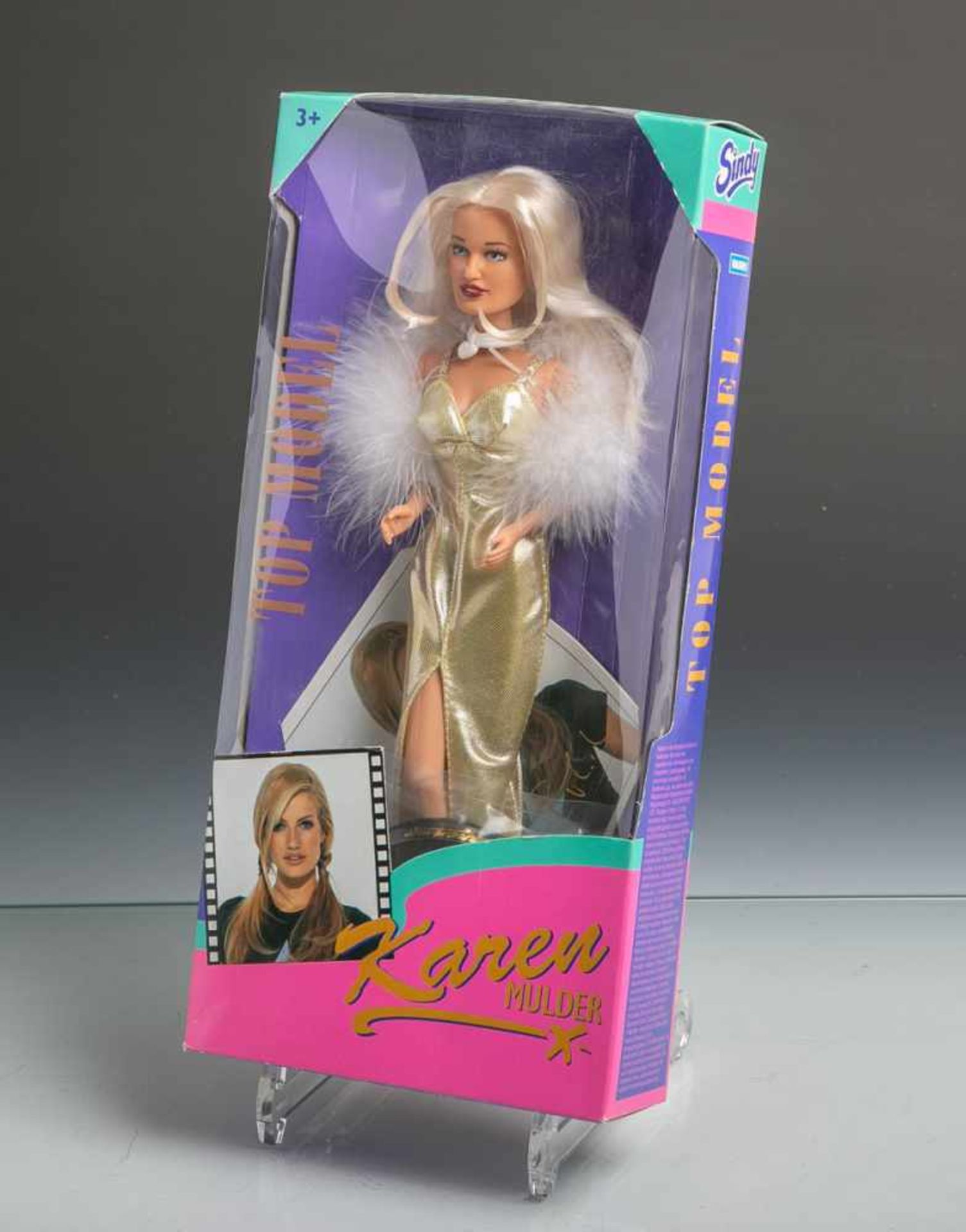 Modelpuppe "Karen Mulder" (Hasbro, 1995), Top Model Collection, orig. Zubehör inkl.Infokarte u.