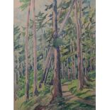 Monogrammist A.H. (20. Jahrhundert), Waldlandschaft, Aquarell, bez. 6. 57/8, PP, ca. 46,5x 34 cm,