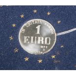 1 Euro Münze "In Unitate Robur" (Italien / Bologna, 1965), 800 Silber, Münzprägestätte:MFE B, Dm.