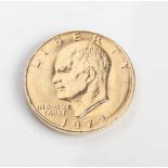 One Dollar "Liberty" (USA, 1972), sog. Eisenhower Dollar, vergoldet, Dm. ca. 3,8 cm.- - -21.00 %