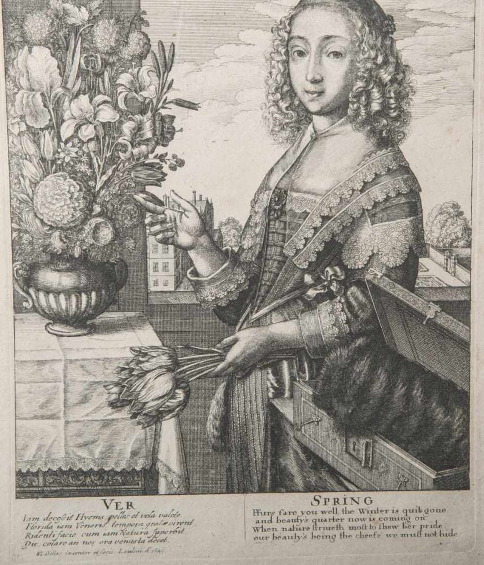 Hollar, Wenceslaus (1607 - 1677), Kupferstich "Spring" (aus 4 Jahreszeiten), in der Plattesign. u.