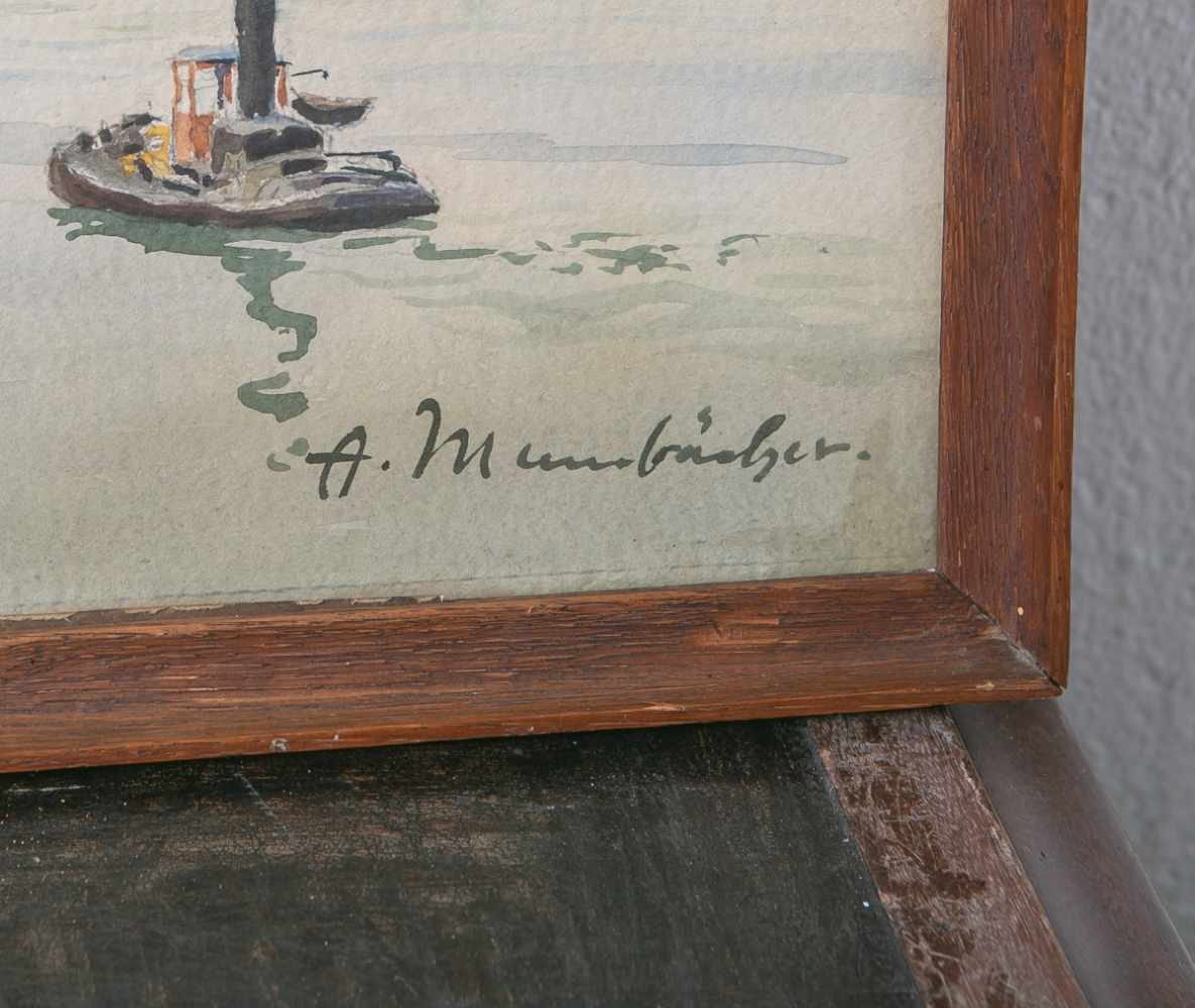 Mumbächer, Alfred (1888 - 1953), Mainzer Stadtansicht, Aquarell/Papier, re. u. sign., ca.120 x 42 - Image 2 of 2