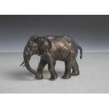 Bronzefigur "Elephant" (wohl 20. Jahrhundert), naturalistische Tierfigur, dunkelpatiniert, H. ca.