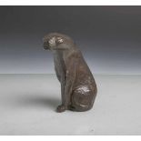 Unbekannter Künstler (wohl 1920/30er Jahre), stilisierter sitzender Panther, Bronze, hohlgegossen,