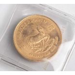 Goldmünze (Krügerrand), Südafrika 1973, 1 oz fine gold, Dm ca. 3,2 cm, ca. 34,05 g.- - -21.00 %