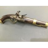 A late 18th Century French flintlock pistol engraved 'Manufacture do St Etienne'