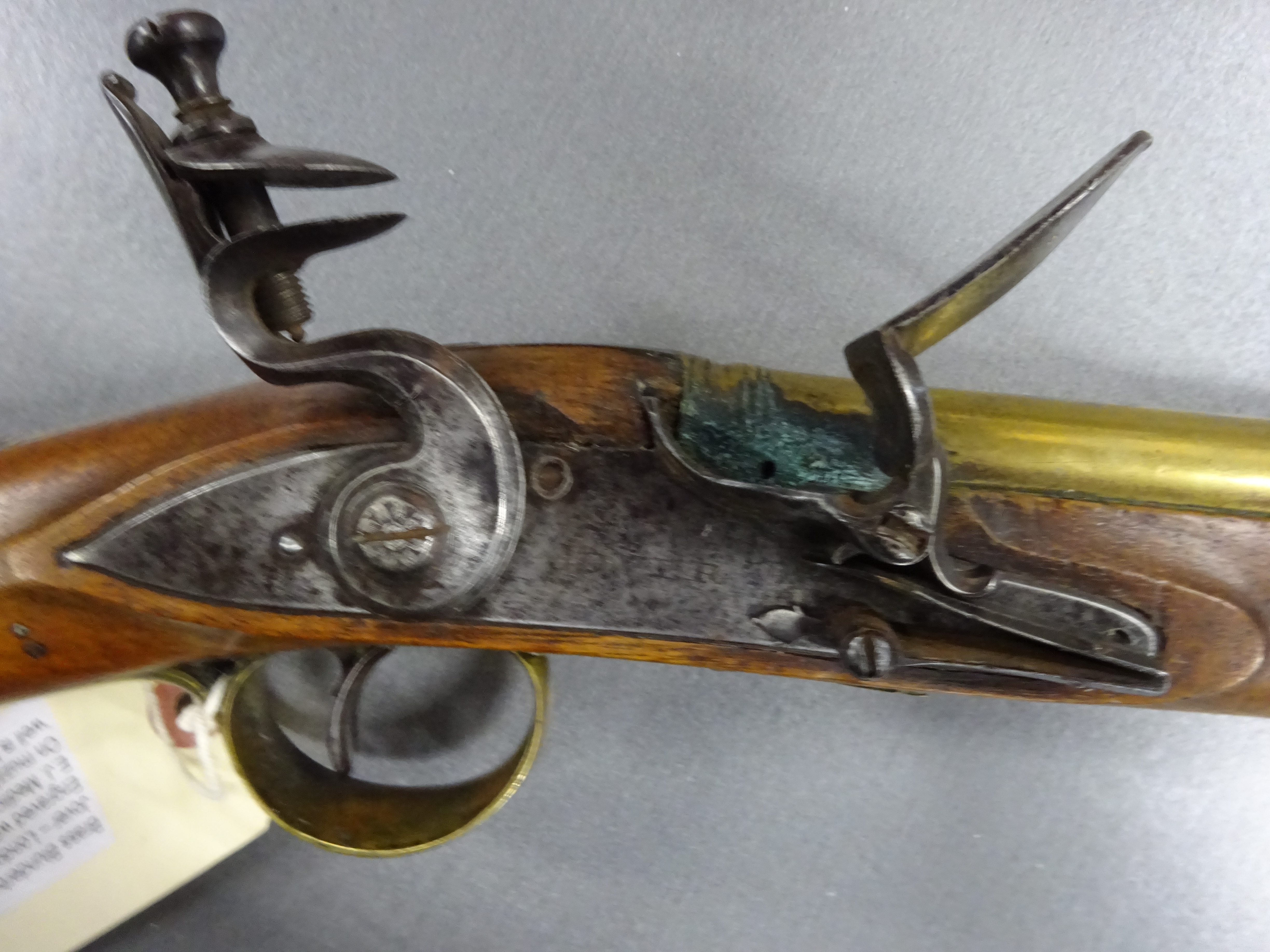 A small decorative Continental Blunderbuss Flintlock pistol with cast barrel and shagreen stock. - Image 4 of 8