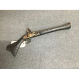 A small decorative Continental Blunderbuss Flintlock pistol with cast barrel and shagreen stock.