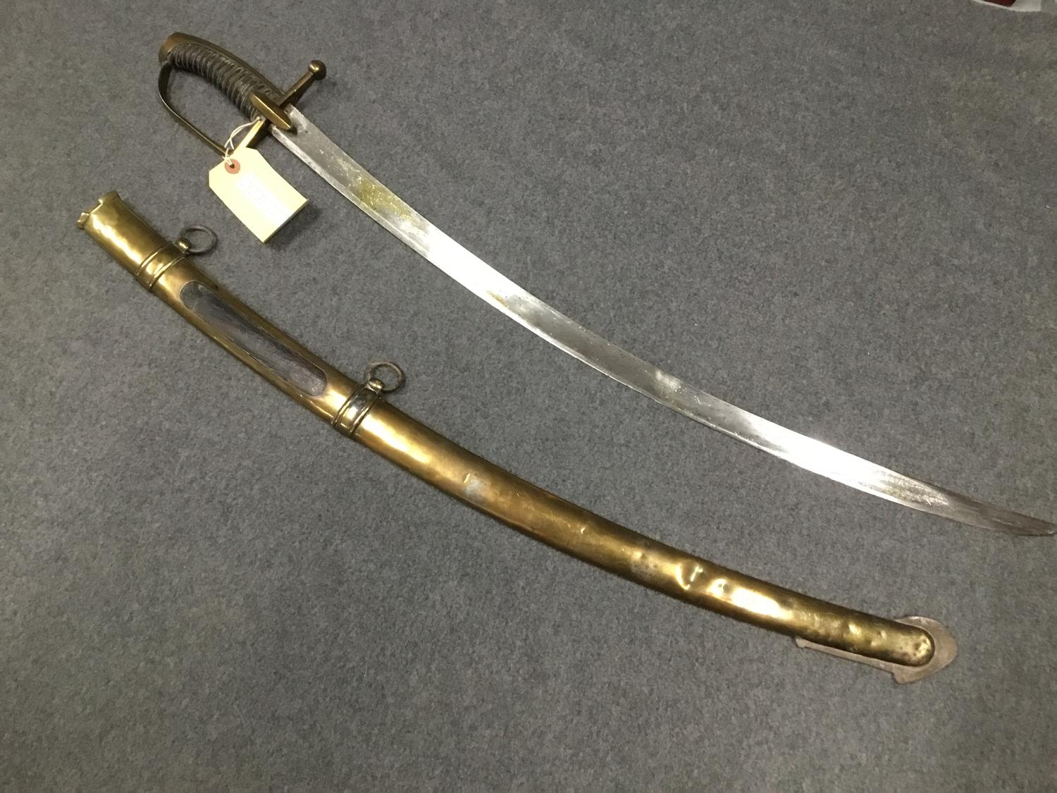 1802 model Sabres des Chasseur a Cheval de la Guard 1800 to 1815 (horse guard sabre) inscribed 1813