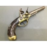 An early 19th Century French Flinlock pistol engraved 'Charleville' stamped 'F80'