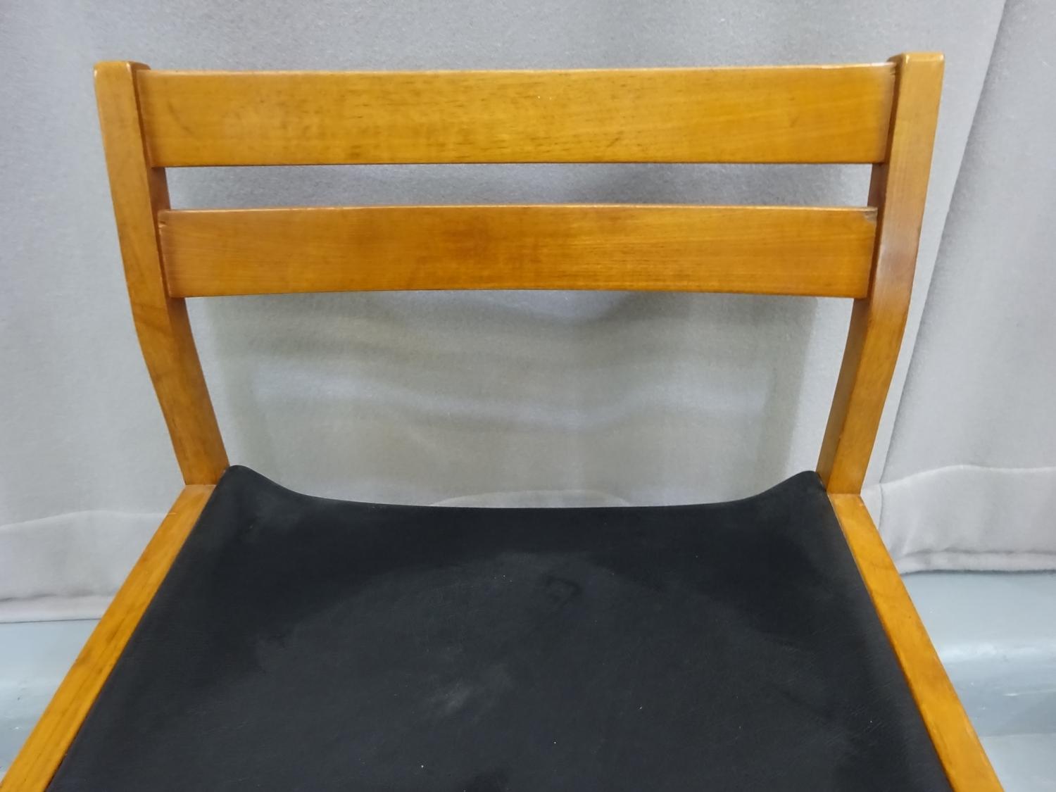 6 x Danish style teak & black dining chairs with ladder back. - Image 4 of 4