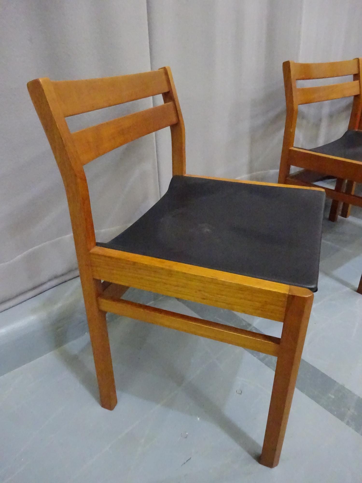 6 x Danish style teak & black dining chairs with ladder back. - Image 3 of 4