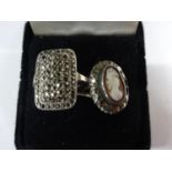 Two silver marcasite rings